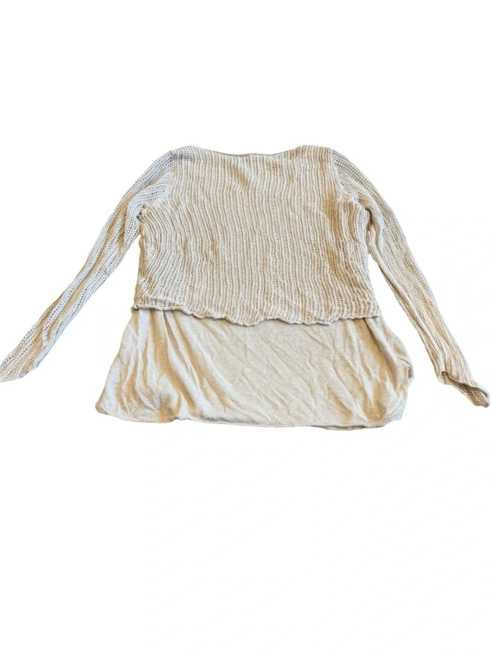 Eileen Fisher Organic Layer Tiered Layered Top Shirt Sweater Blouse Size Medium